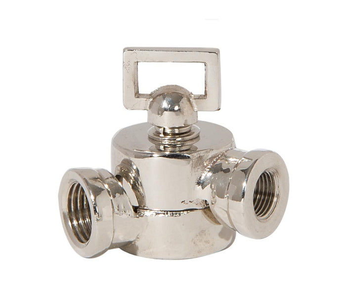 1-11/16 Inch Tall Polished Nickel Finish Die Cast Brass Swivel with Key, Tap 1/4F x 1/8F