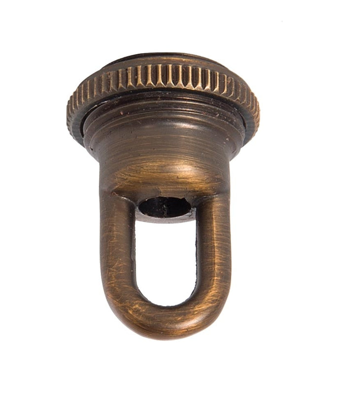 1-11/16" Tall Cast Brass Screw Collar Loop With Seating Ring, Tap 1/4F, Antique Bronze