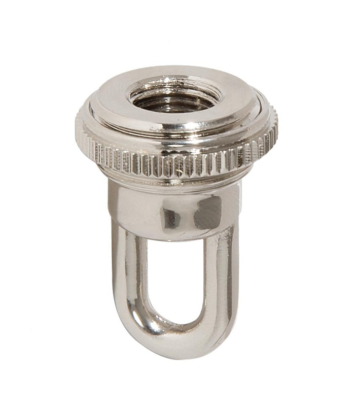 1-11/16" Tall Cast Brass Screw Collar Loop With Seating Ring, Tap 1/4F, Nickel Plated