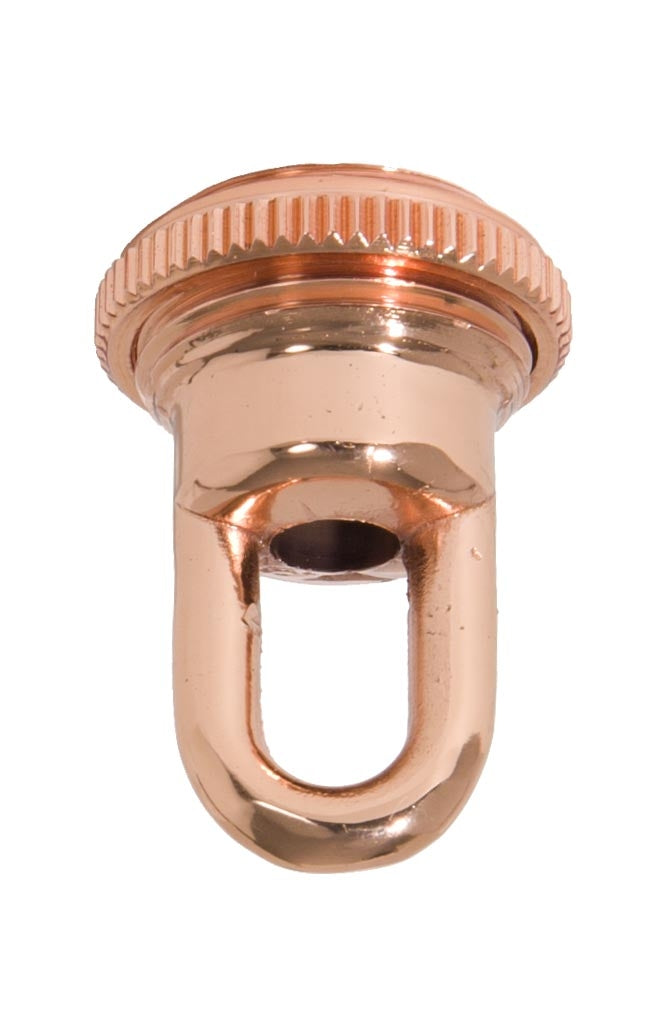 1-11/16" Tall Cast Brass Screw Collar Loop With Seating Ring, Tap 1/4F, Polished Copper