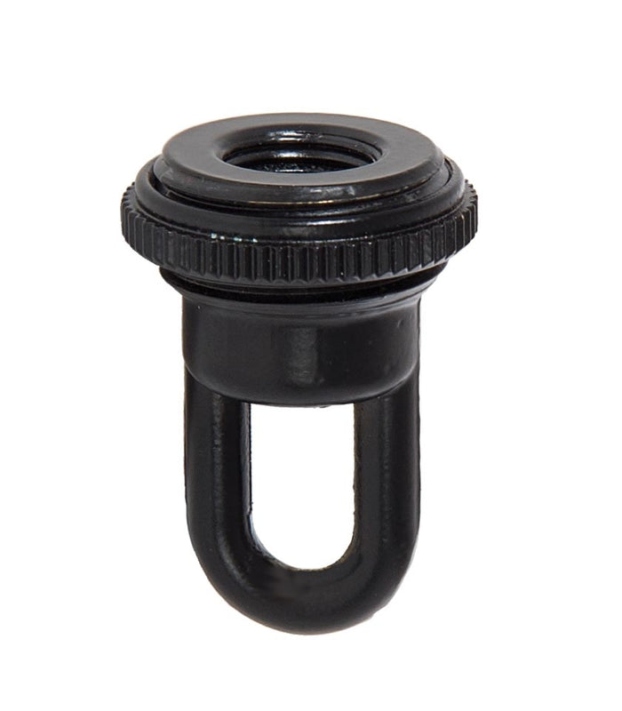 1-11/16" Tall Cast Brass Screw Collar Loop With Seating Ring, Tap 1/4F, Satin Black