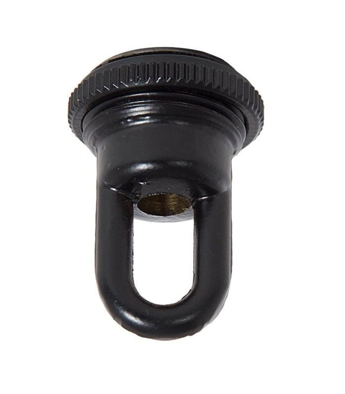 1-11/16" Tall Cast Brass Screw Collar Loop With Seating Ring, Tap 1/4F, Satin Black