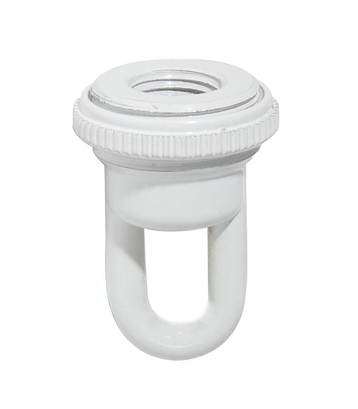 1-11/16" Tall Cast Brass Screw Collar Loop With Seating Ring, Tap 1/4F, White