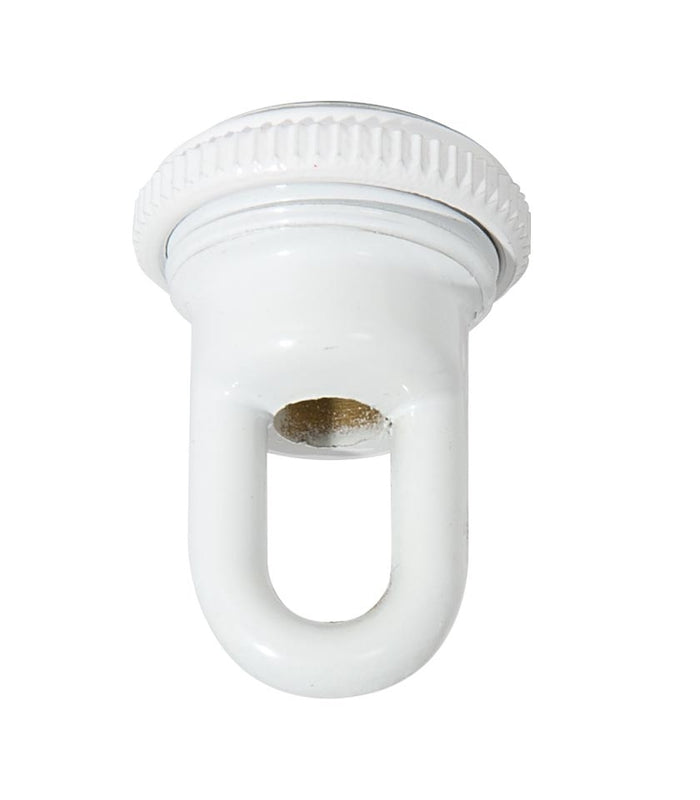 1-11/16" Tall Cast Brass Screw Collar Loop With Seating Ring, Tap 1/4F, White