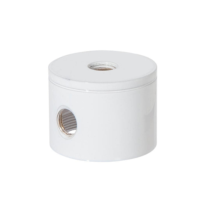 1-1/4 Inch Tall, 2 Side Hole Glossy White Finish Turned Brass Cluster Body