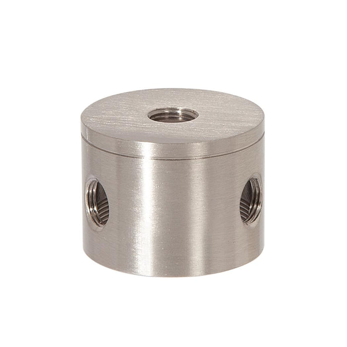 1-1/4 Inch Tall, 3 Side Hole Satin Nickel Finish Turned Brass Cluster Body