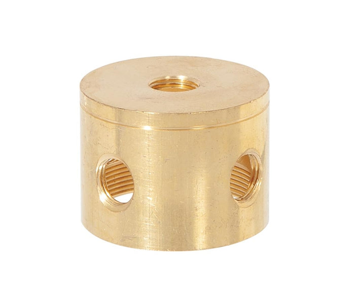1-1/4 Inch Tall, 4 Side Hole Unfinished Turned Brass Lamp Cluster Body