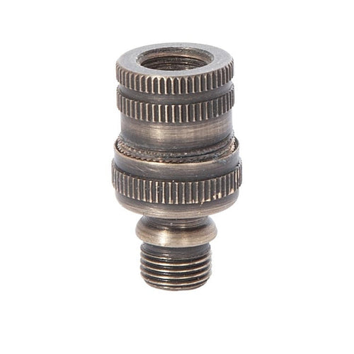 1 1/4" Tall Brass Knurled Lamp Swivel, 1/8M X 1/8F, Antique Brass