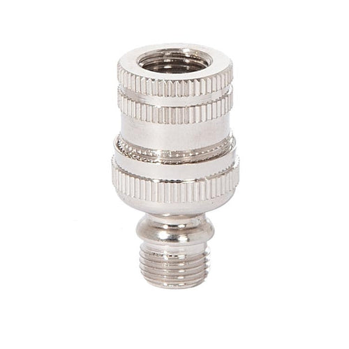 1 1/4" Tall Brass Knurled Lamp Swivel, 1/8M X 1/8F, Nickel Plated