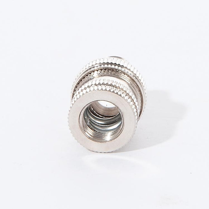 1 1/4" Tall Brass Knurled Lamp Swivel, 1/8M X 1/8F, Nickel Plated