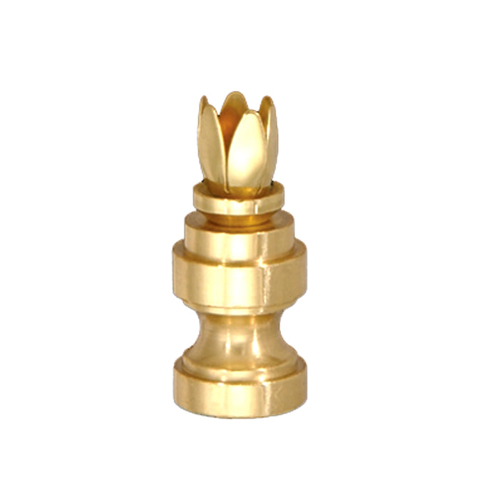 1-1/4" Tall Prong Finial Base Polished & Lacquered Finish 1/4-27F Tap (20972)