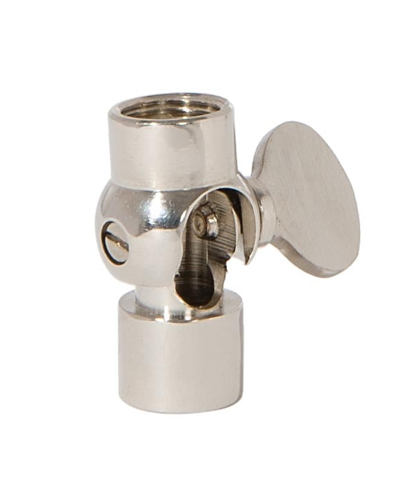 1-1/8 Inch Long Polished Nickel Die Cast Brass Open Ball Lamp Swivel, 1/8F