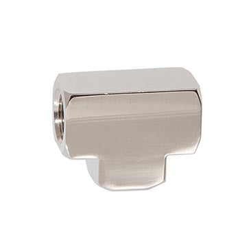 1-1/8 Inch Long Polished Nickel Finish Union Tee Rounded Arm Back, 1/8F All Sides