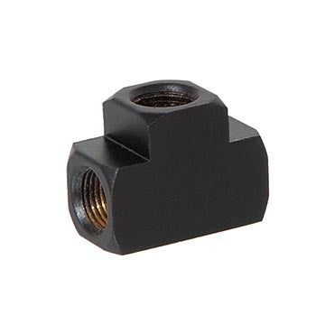1-1/8 Inch Long Satin Black Finish Union Tee Rounded Arm Back, 1/8F All Sides