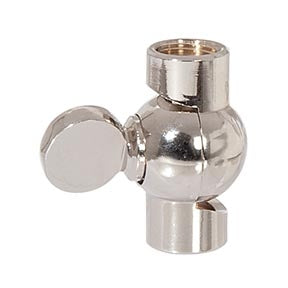 1-3/16 Inch Tall Polished Nickel Die Cast Brass Swivel with Butterfly Knob, 1/8F x 1/8F
