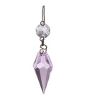1 3/16" Pink Glass Prism with Clear Top Bead, ~2-1/2" overall length