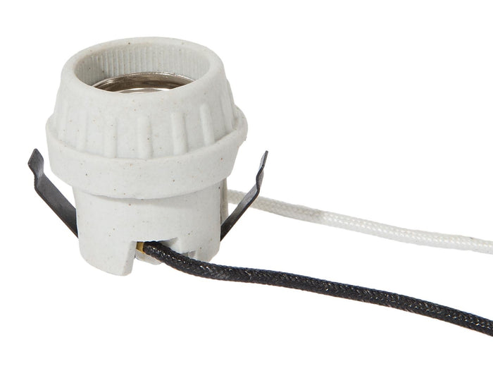 E-26 Base Keyless Unglazed Porcelain Snap-In Socket with Wire Leads