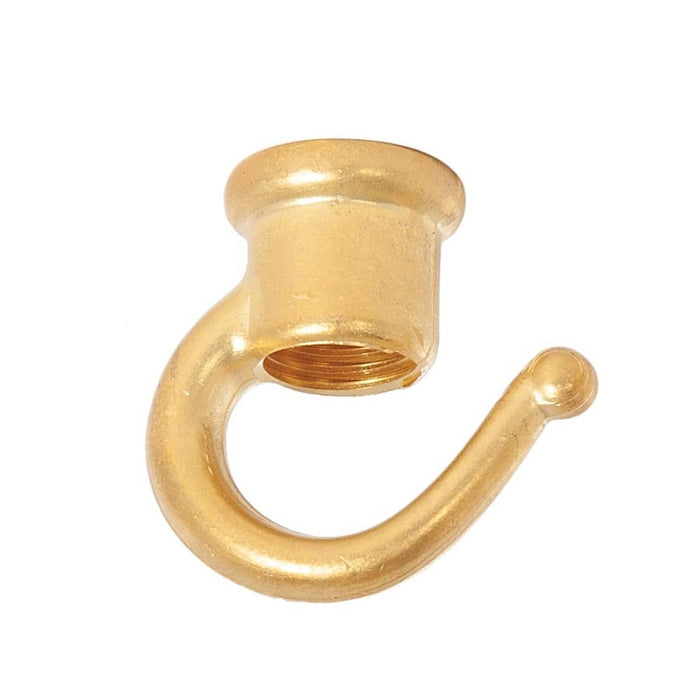 1-3/8 Inch Tall Unfinished Cast Brass Hook With Wire Way, Tap 1/4F