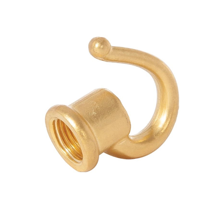 1-3/8 Inch Tall Unfinished Cast Brass Hook With Wire Way, Tap 1/4F