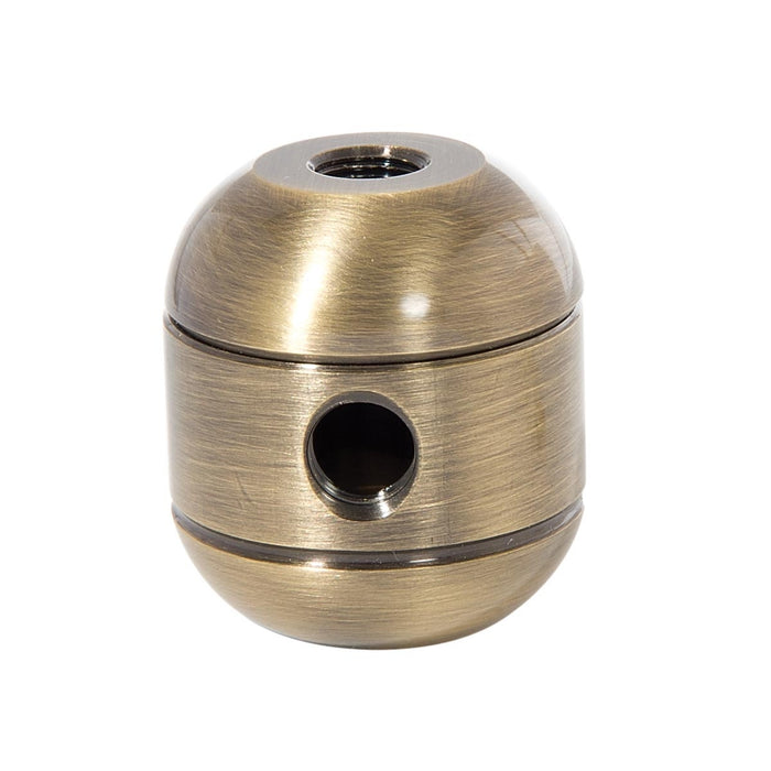 1-5/8 Inch Tall Turned Brass 2-Piece Cluster Body, Antique Brass Finish, Choice of Side Holes