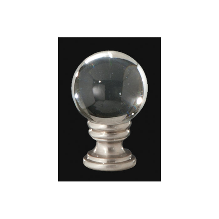 1-5/8" Tall Smooth Crystal Ball Lamp Finial 1/4-27 Tap (11082N)