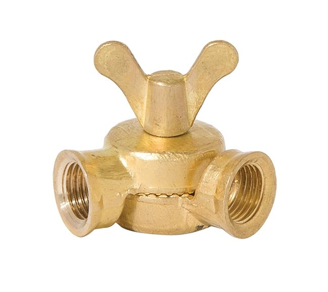 1-9/13 Inch Height Unfinished Brass Die Cast Swivel with Teeth and Butterfly Key, 1/4F