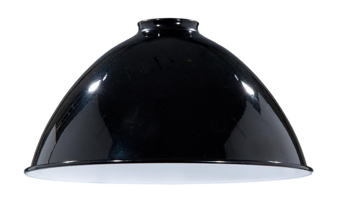 10" Metal Dome Lamp Shade - Black Enamel Finish, 2 1/4" Fitter Size