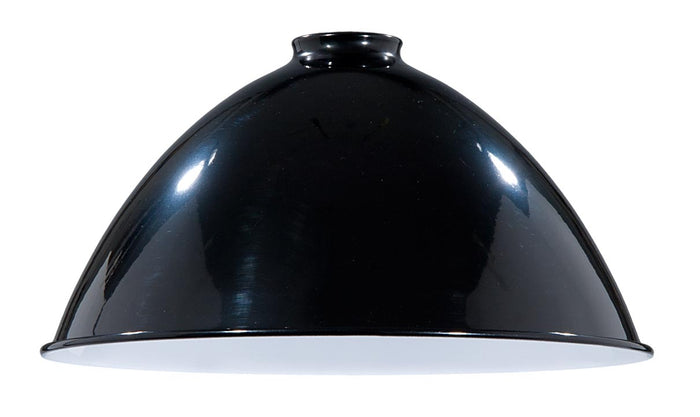 12" Metal Dome Lamp Shade - Black Enamel Finish, 2 1/4" Fitter Size