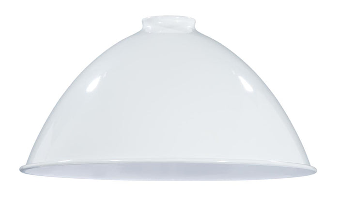 12" Metal Dome Lamp Shade - White Enamel (gloss) Finish, 2 1/4" Fitter Size