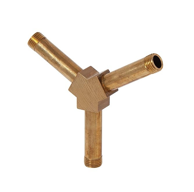 13/16 Inch High Y Angle Geometric Style Unfinished Brass Lamp Armback, 1/8F All Sides