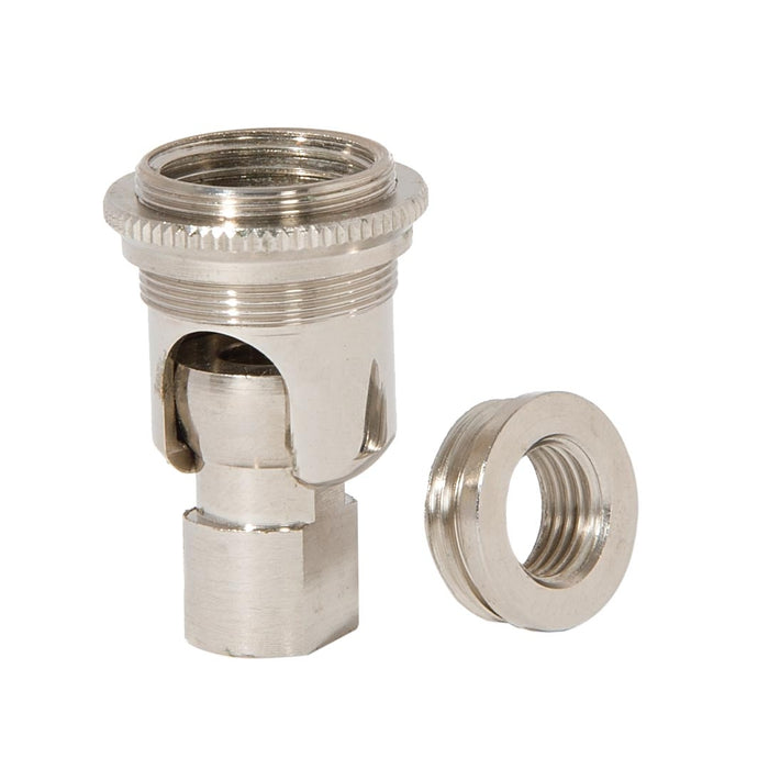 1.91 Inch Tall Long Nickel Plated Finish Hang Straight Brass Swivel,  1/8F X 1/4F