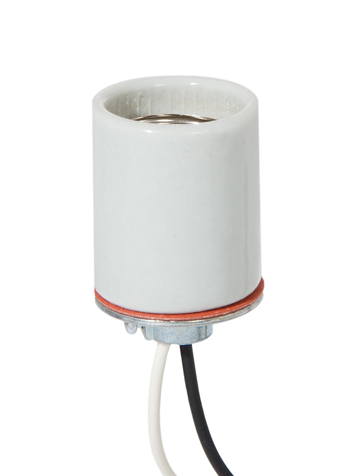 2-1/16 Inch Tall Keyless Unglazed Porcelain E-26 Sockets, 36 Inch Wire Leads