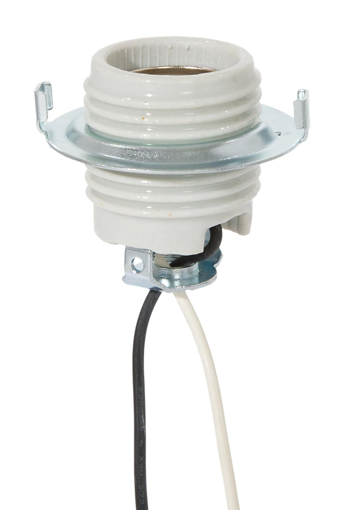 E-26 Keyless Threaded Glazed Porcelain Socket, Wire Leads