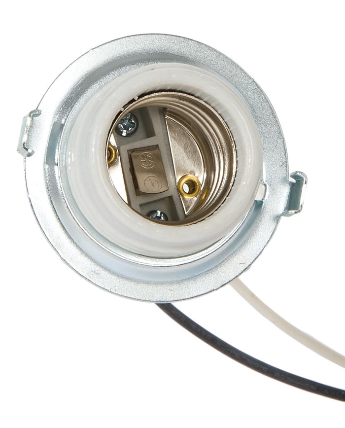 E-26 Keyless Threaded Glazed Porcelain Socket, Wire Leads