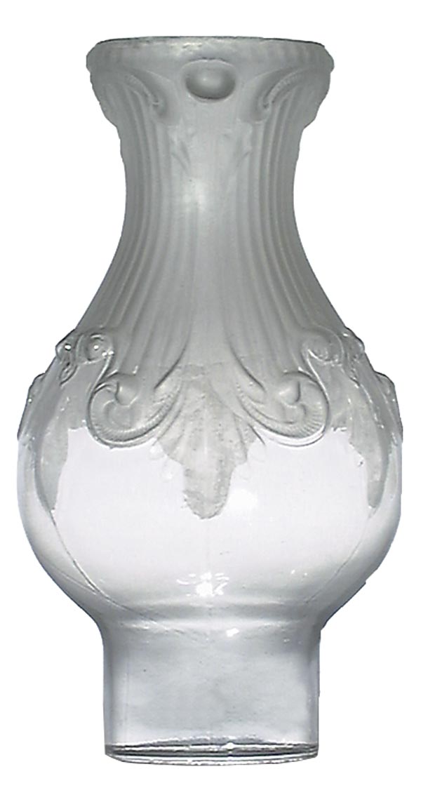 2 1/2" Fitter, 8-1/4" Tall Princess Feather Frosted & Clear Chimney