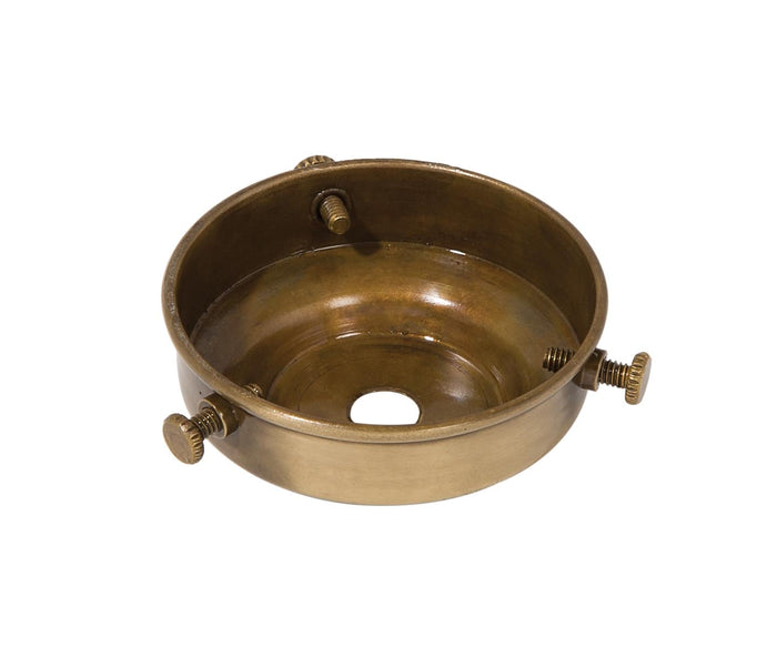2-1/4 Inch Fitter Antique Brass Finish Spun Brass Lamp Shade Holder, 7/8 Inch Tall