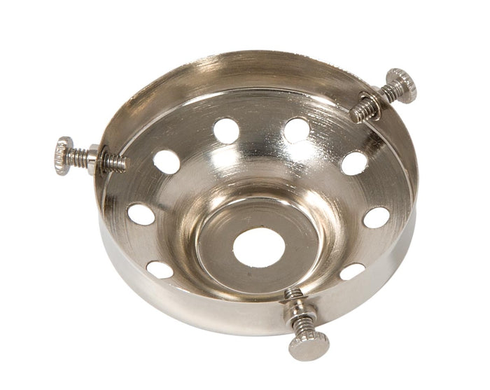 2-1/4 Inch Fitter Polished Nickel Finish Brass Lamp Shade Holder with Set Screws and Vent Holes