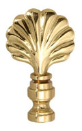 2-1/8" Brass Scallop Shell Lamp Finial, Tap 1/4-27F