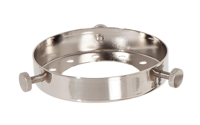 2-3/4 Inch Fitter Polished Nickel Finish Stamped Steel Lamp Shade Holder with Set Screws and Vent Holes