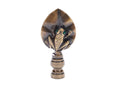 2-3/8" Tall Tree Frog Design Cast Metal Finial Antique Brass Finish 1/4-27F Tap (11239A)