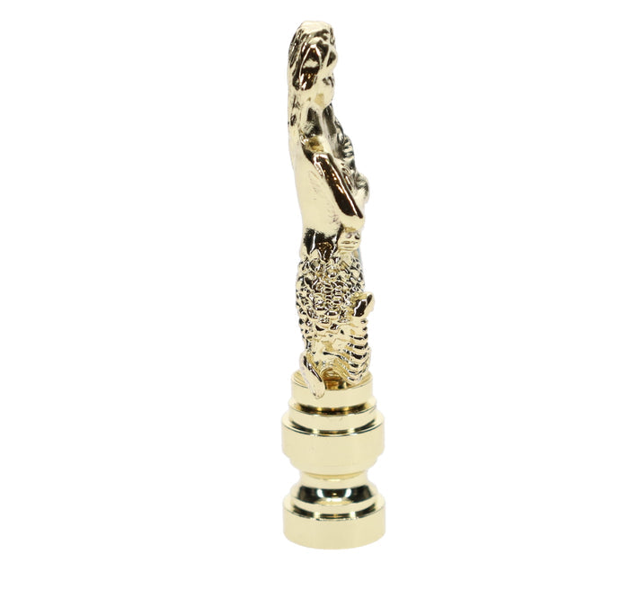2-7/8" Tall Mermaid Design Solid Brass Finial 1/4-27F Tap (11262)
