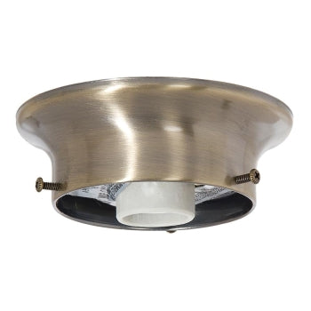 3-1/4" Fitter Antique Brass Finish Flush Mount Fixture Holder, Hardware & High Heat Porcelain Socket (11754A)