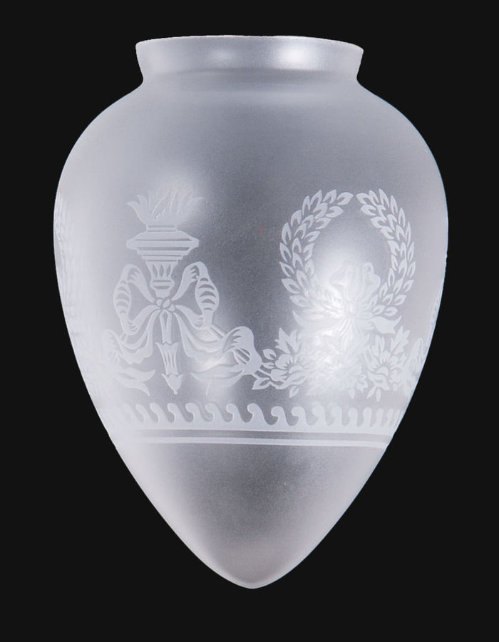 3 1/4" Fitter, Bulb Shaped Satin Etched Pendant Shade, 7-1/2 inch tall