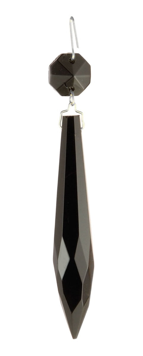 3" Black Crystal U-Drop Prism, ~4-1/4" overall length