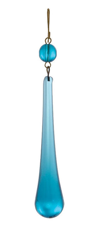 3" Blue Teardrop w/Bead, ~4-3/8" overall length