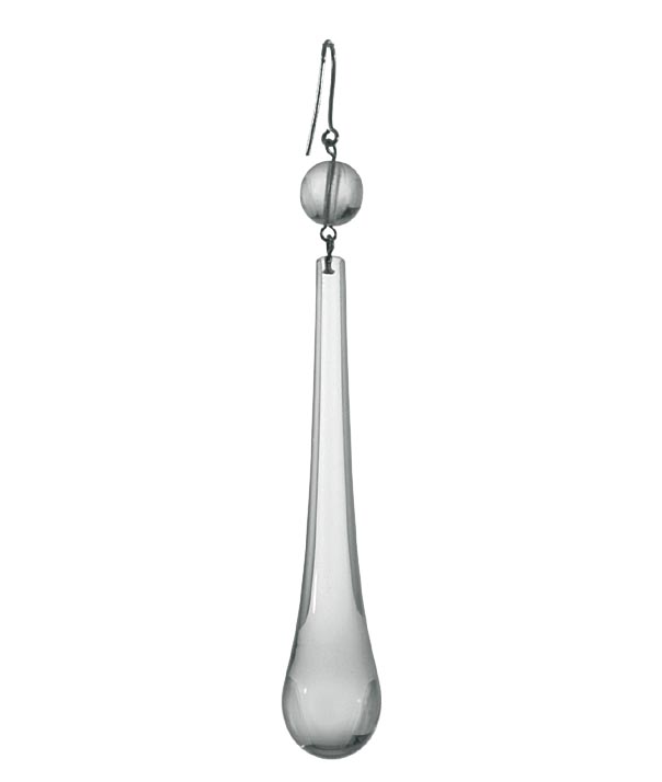3" Clear Teardrop w/Bead, ~4-3/8" overall height