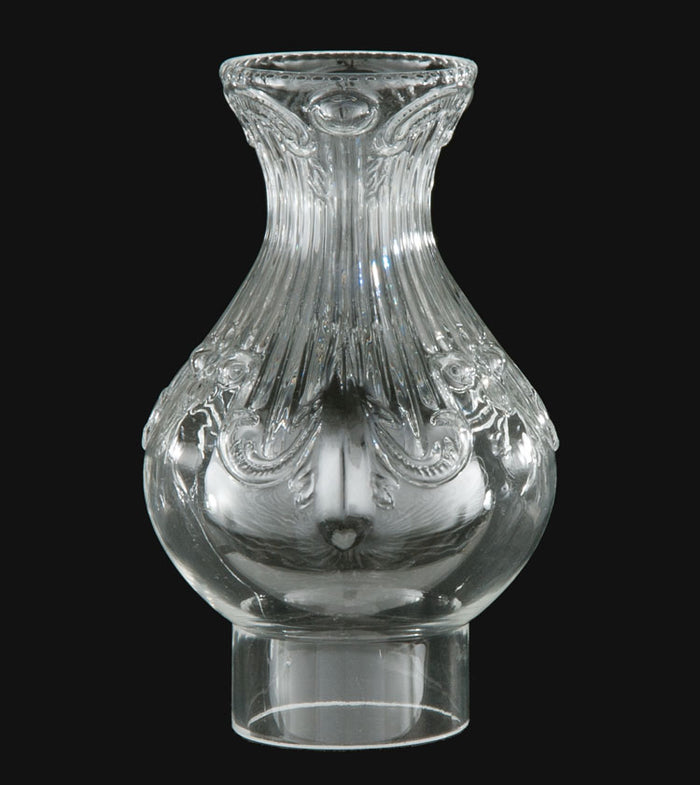 3" Fitter, 8-1/2" Tall Clear Embossed Princess Feather Chimney