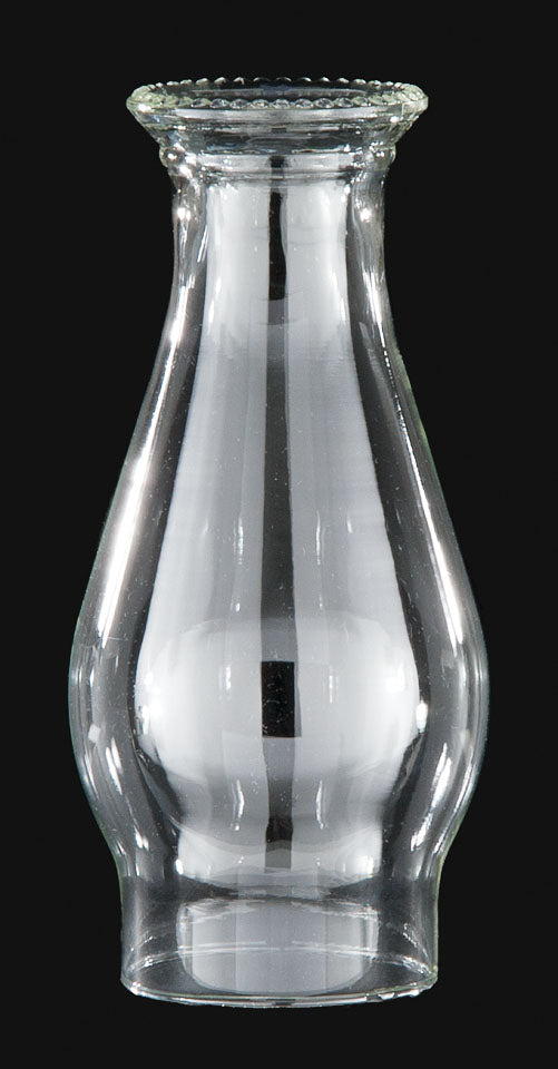 3" Fitter, 8-1/4" Tall Clear Beaded-Top Glass Lamp Chimney
