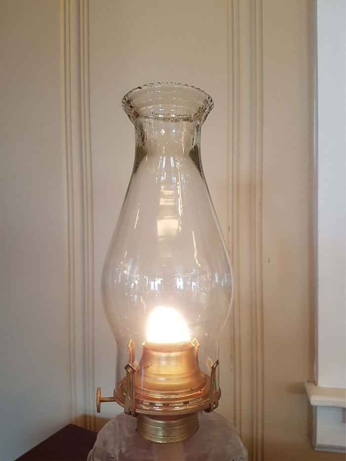 3" Fitter, 8-1/4" Tall Clear Beaded-Top Glass Lamp Chimney