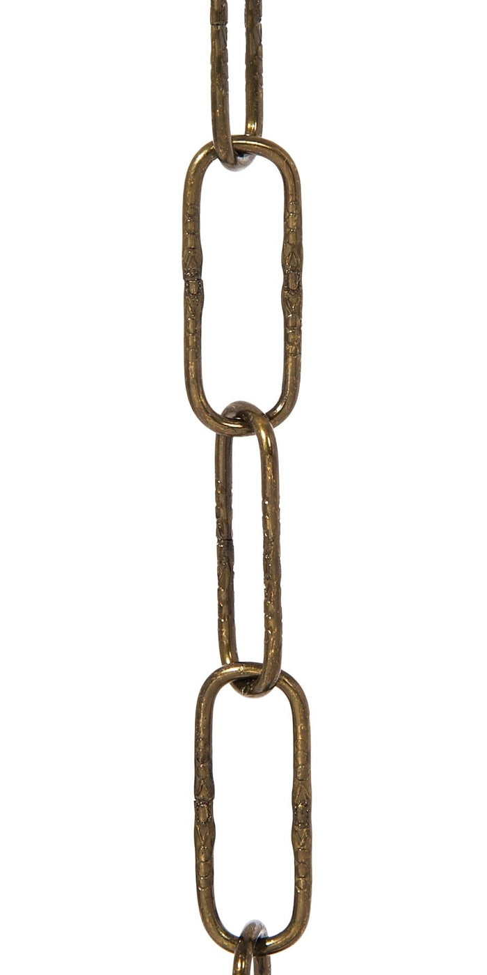 3 ft. 10 Gauge Embossed Steel Chain, Brass Plated, Antique Brass
